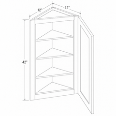 Navy Blue Shaker Angle Wall Cabinet 12W x 42H x 12D