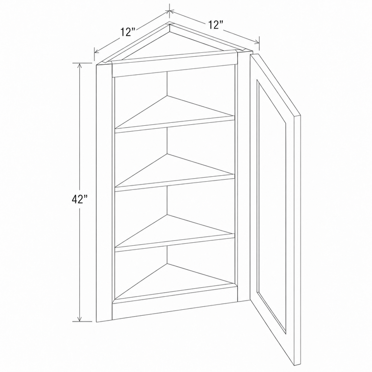 Navy Blue Shaker Angle Wall Cabinet 12W x 42H x 12D