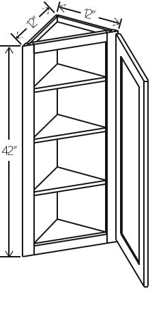 Gray Shaker Angle Wall Cabinet 12W x 42H x 12D