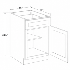 Slim Aston Green Base Cabinet Single Door 18W x 34 1/2H x 24D