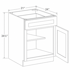 Slim Aston Green Base Cabinet Single Door 21W x 34 1/2H x 24D