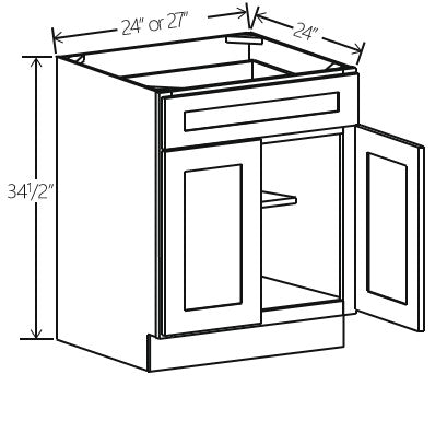 Navy Blue Shaker Base Cabinet Double Doors 24W x 34 1/2H x 24D