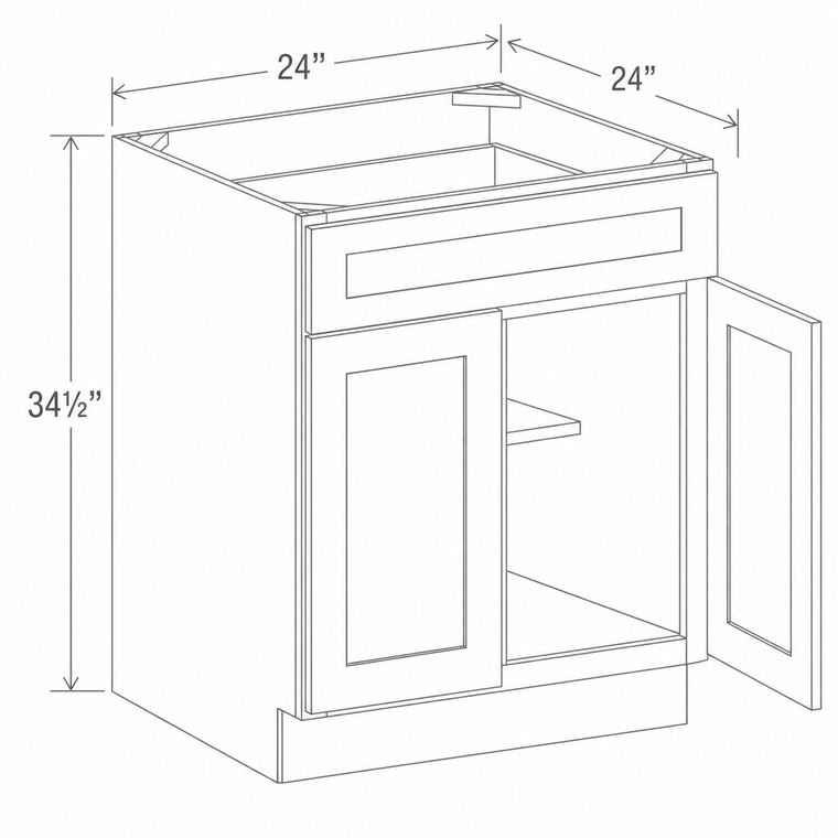 Navy Blue Shaker Base Cabinet Double Doors 24W x 34 1/2H x 24D