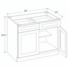 Navy Blue Shaker Base Cabinet Double Doors 36W x 34 1/2H x 24D
