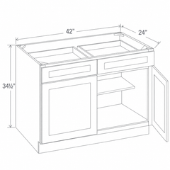 Navy Blue Shaker Base Cabinet Double Doors 42W x 34 1/2H x 24D