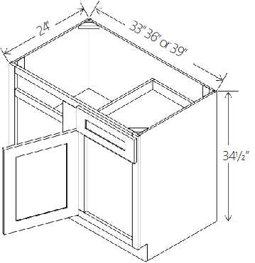 Navy Blue Shaker Blind Corner Base Cabinet 36W x 34 1/2H x 24D