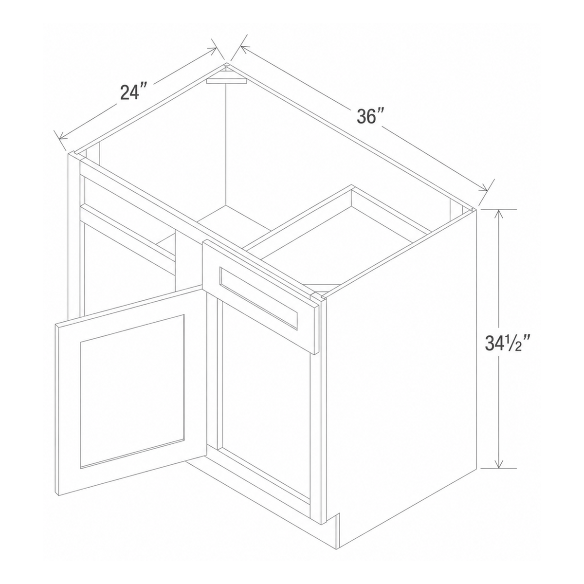 Slim Dove White Blind Corner Base Cabinet 39W x 34 1/2H x 24D