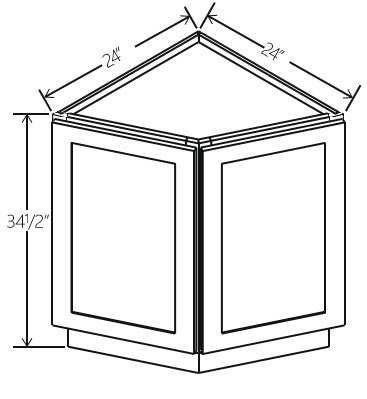 Navy Blue Shaker Base End Cabinet 24W x 34 1/2H x 24D