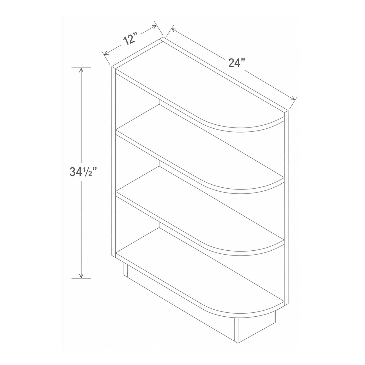 Slim Dove White Base End Shelf 12W x 34 1/2H x 24D