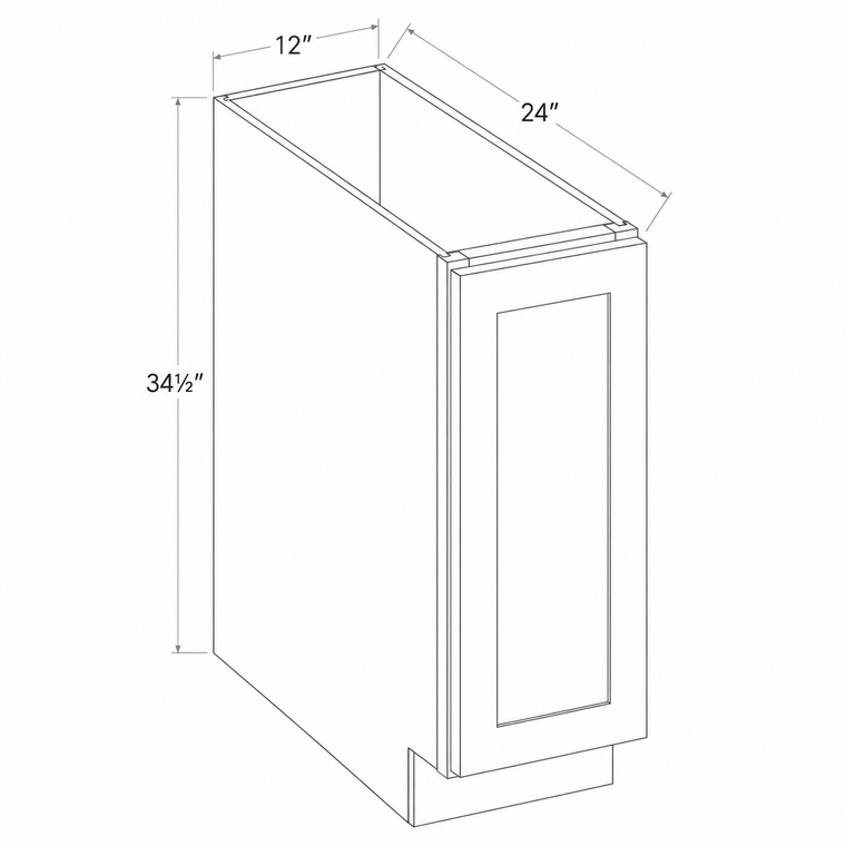 Navy Blue Shaker Base Cabinet Full Height Single Door 12W x 34 1/2H x 24D