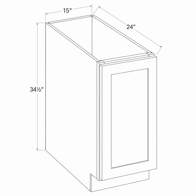 Navy Blue Shaker Base Cabinet Full Height Single Door 15W x 34 1/2H x 24D