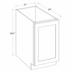 Gray Shaker Base Cabinet Full Height Single Door 21W x 34 1/2H x 24D