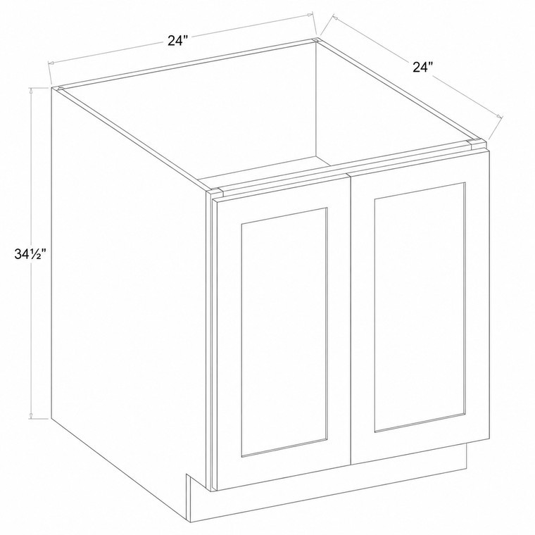 Navy Blue Shaker Base Cabinet Full Height Double Door 24W x 34 1/2H x 24D