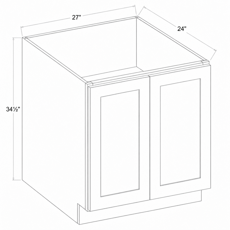 Navy Blue Shaker Base Cabinet Full Height Double Door 27W x 34 1/2H x 24D