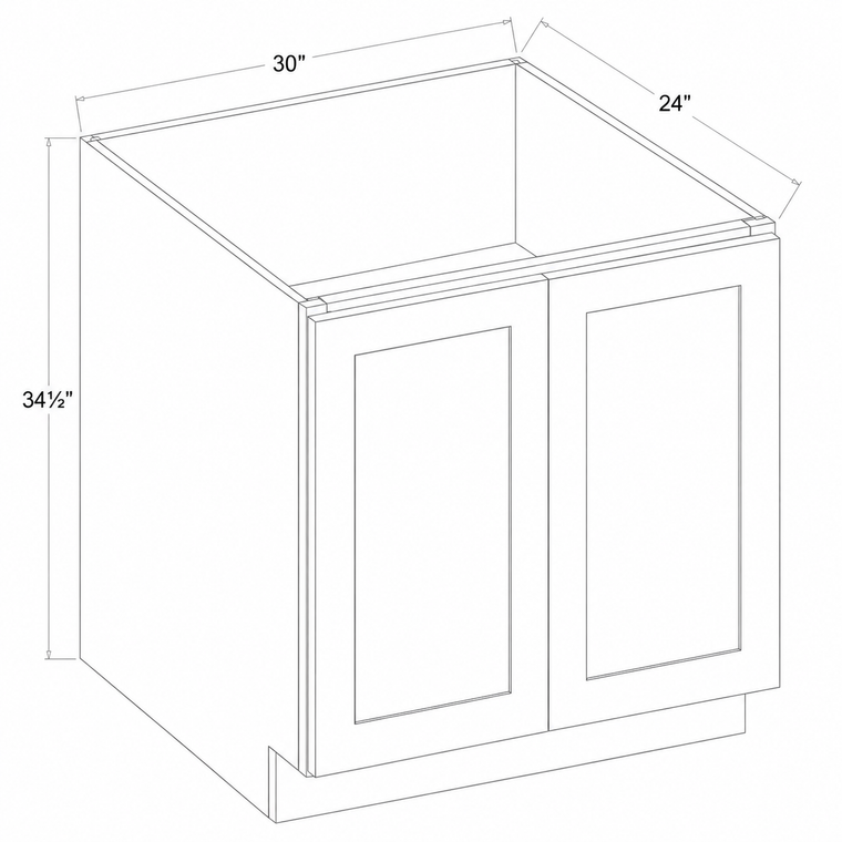 Navy Blue Shaker Base Cabinet Full Height Double Door 30W x 34 1/2H x 24D