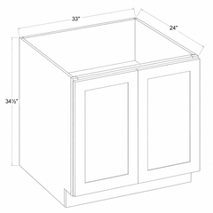 Navy Blue Shaker Base Cabinet Full Height Double Door 33W x 34 1/2H x 24D