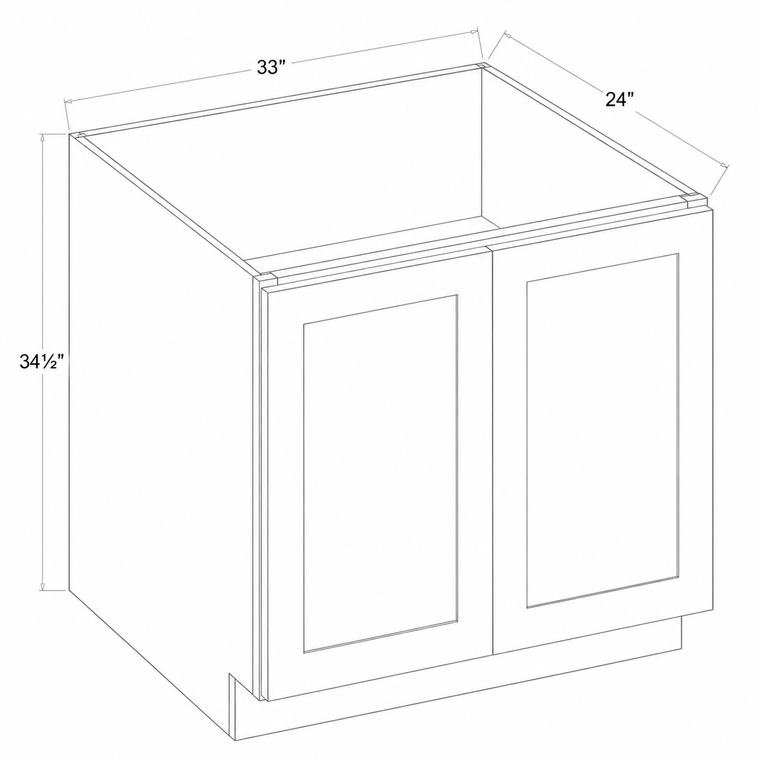 Navy Blue Shaker Base Cabinet Full Height Double Door 33W x 34 1/2H x 24D
