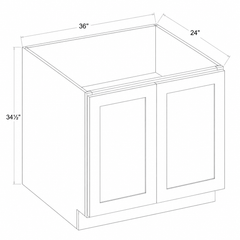 Navy Blue Shaker Base Cabinet Full Height Double Door 36W x 34 1/2H x 24D