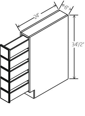 Gray Shaker Base Spice Drawer 12W x 34 1/2H x 24D