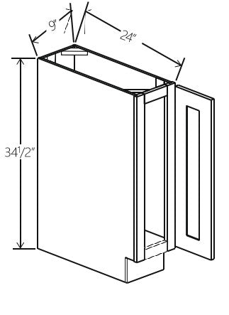 White Shaker Base Tray 9W x 34 1/2H x 24D
