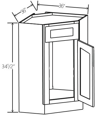 Smokey Ash Corner Sink Base Cabinet 36W x 34 1/2H x 24D