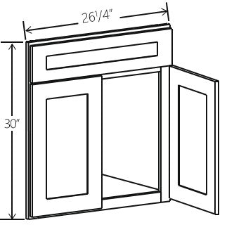 Treasure Chest Corner Sink Base Front 26 1/2W x 30H x  1/2D