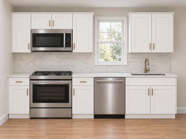 Double Dove White 10FT RTA Cabinet BasicKitchen Combo