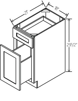 Gray Shaker Document File Base Cabinet 18W x 29 1/2H x 21D