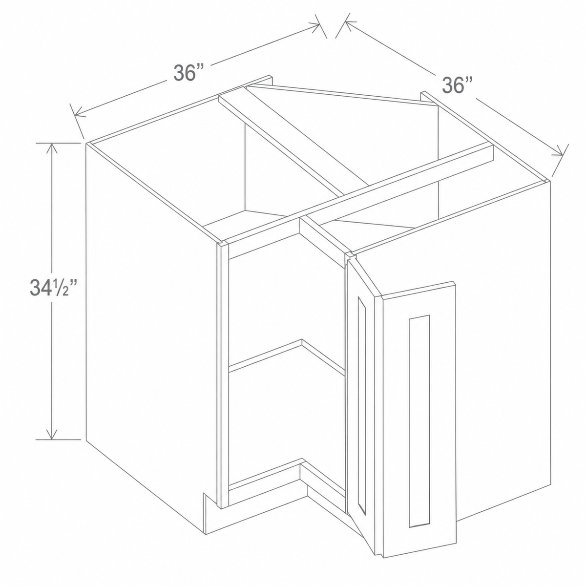 Slim Dove White Easy Reach Base Cabinet 36W x 34 1/2H x 24D