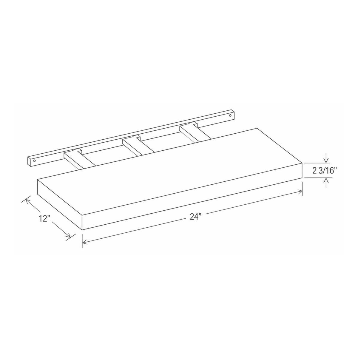 Slim Dove White Floating Shelf 24W x 12 1/8H x 12D