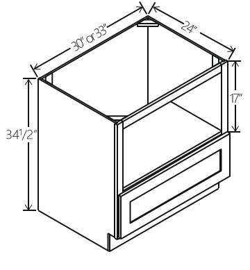 Gray Shaker Microwave Base Cabinet 33W x 34 1/2H x 24D