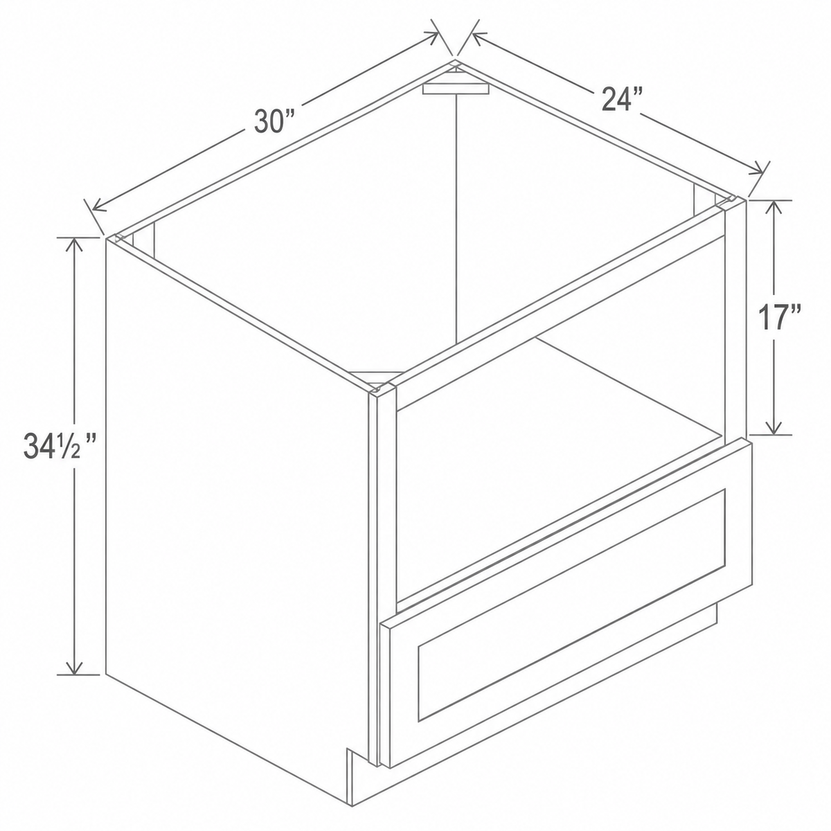 Slim Aston Green Microwave Base Cabinet 30W x 34 1/2H x 24D