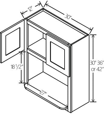 Gray Shaker Microwave Wall Cabinet 30W x 30H x 12D