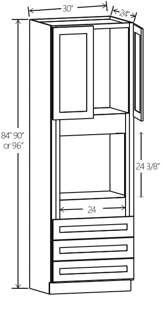 White Shaker Oven Pantry 30W x 84H x 24D