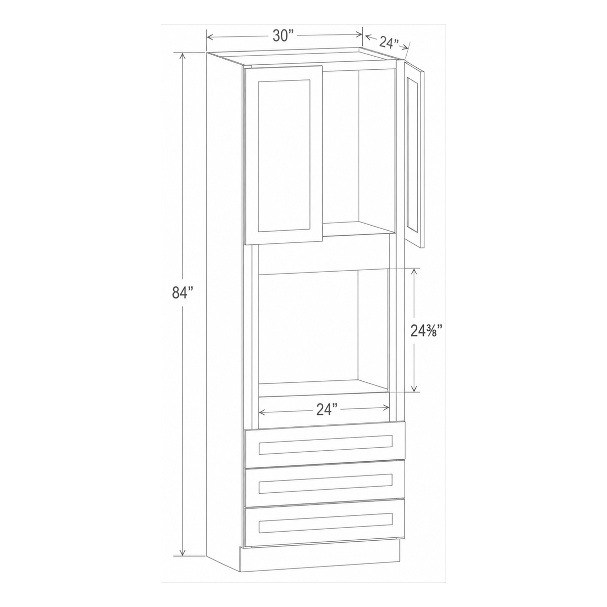 Slim Dove White Oven Pantry 30W x 84H x 24D