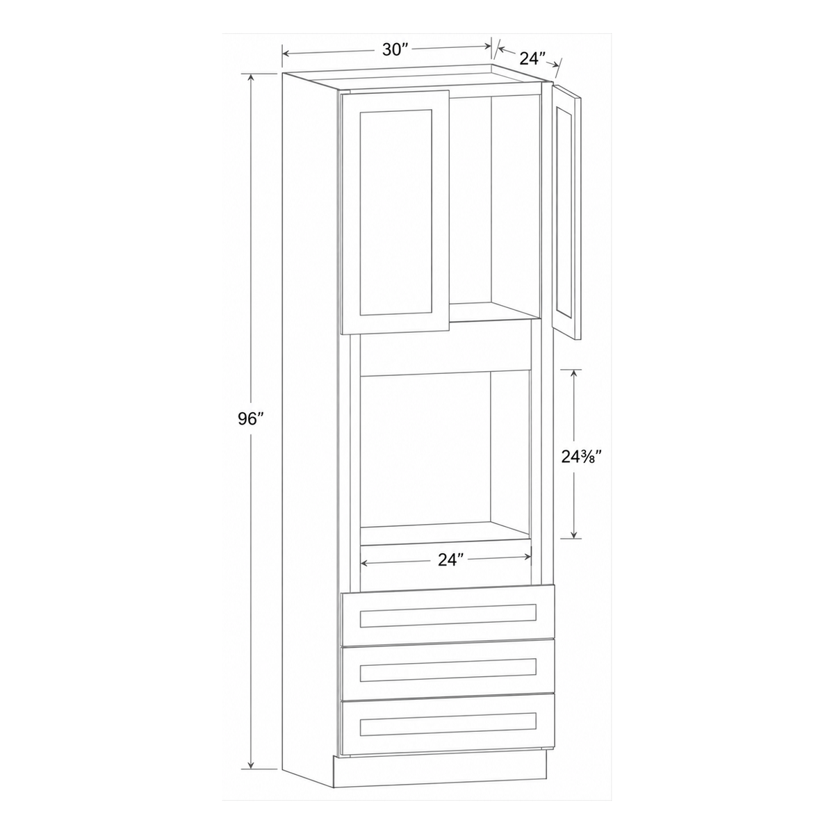 Slim Aston Green Oven Pantry 30W x 96H x 24D