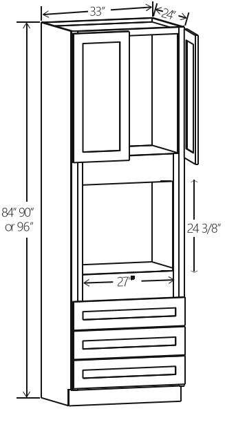 Navy Blue Shaker Oven Pantry 33W x 96H x 24D