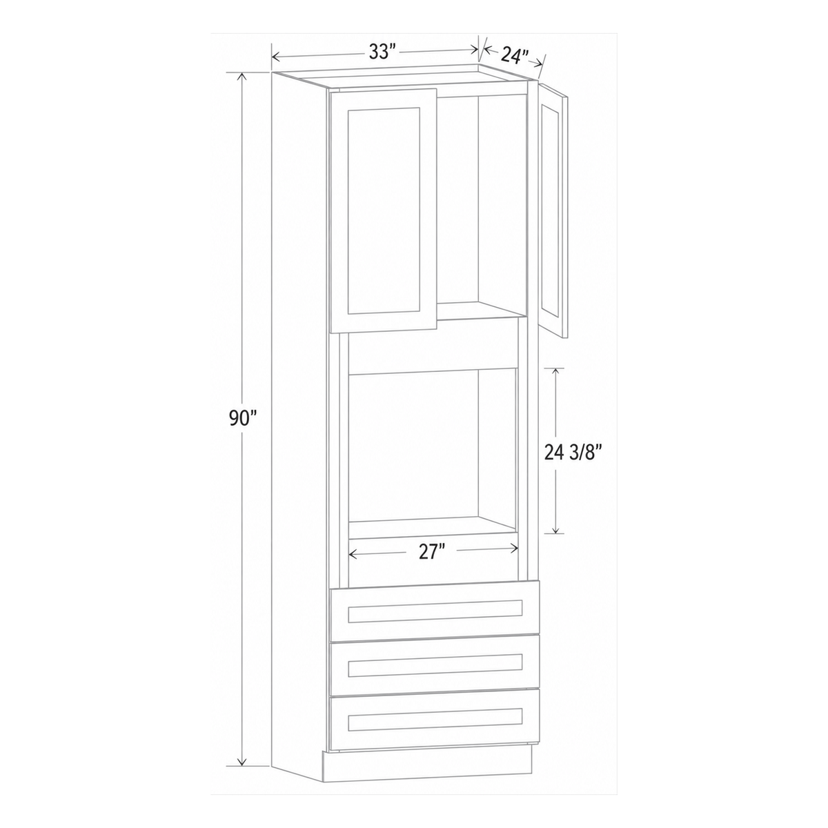 Slim Aston Green Oven Pantry 33W x 90H x 24D
