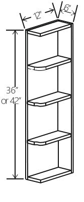 White Shaker Open End Shelf 6W x 36H x 12D