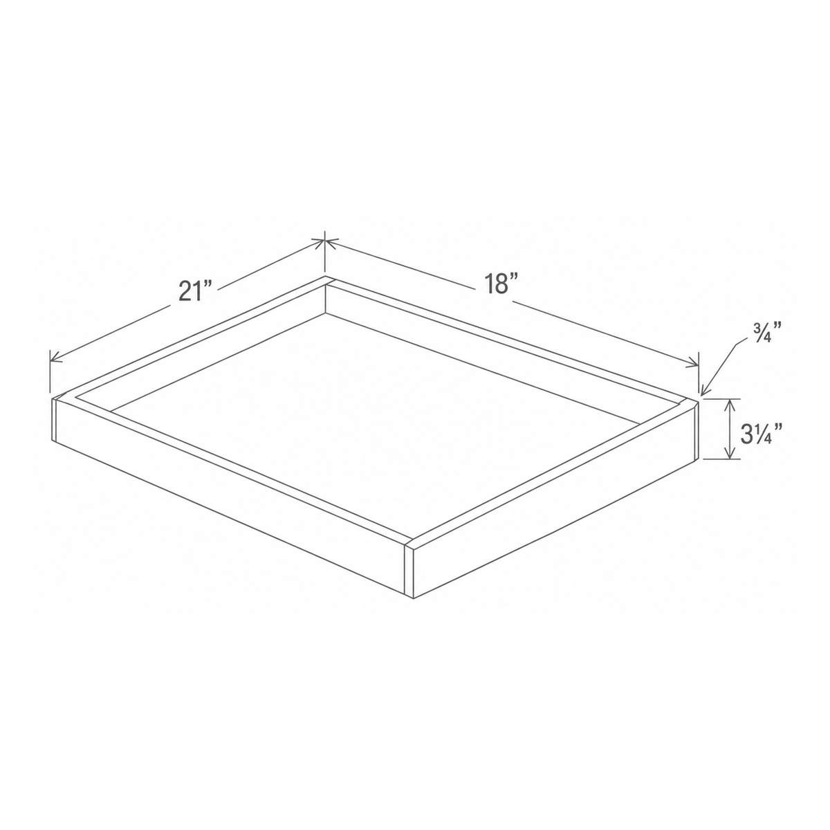 Slim Dove White Roll Out Tray 21W x 3H x 21D