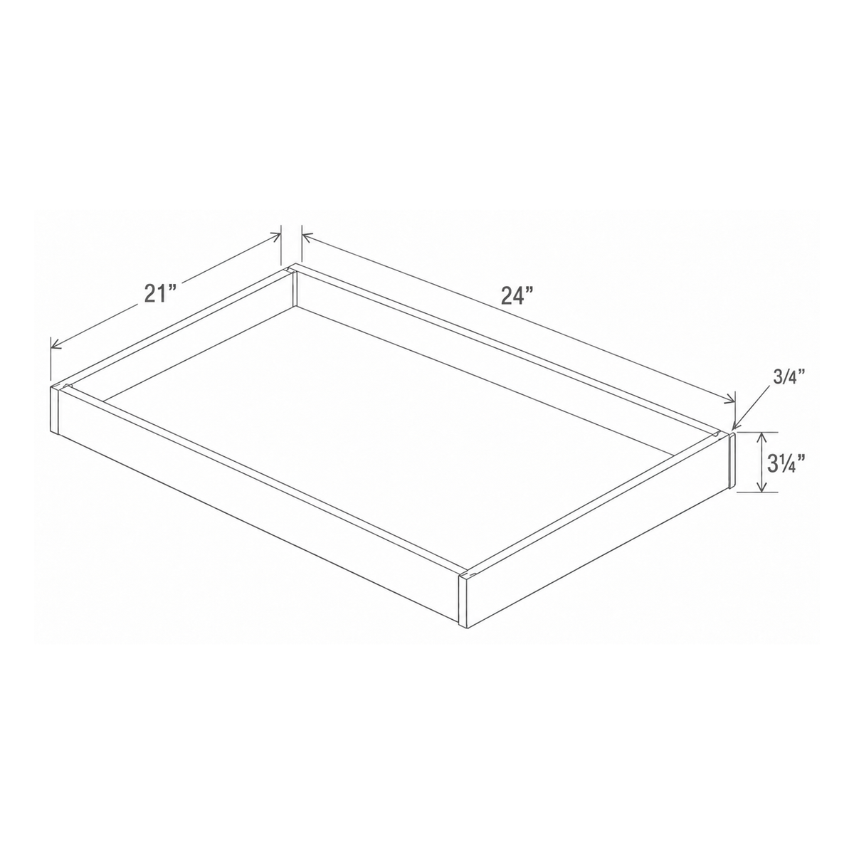 Slim White Oak Roll Out Tray 27W x 3H x 21D