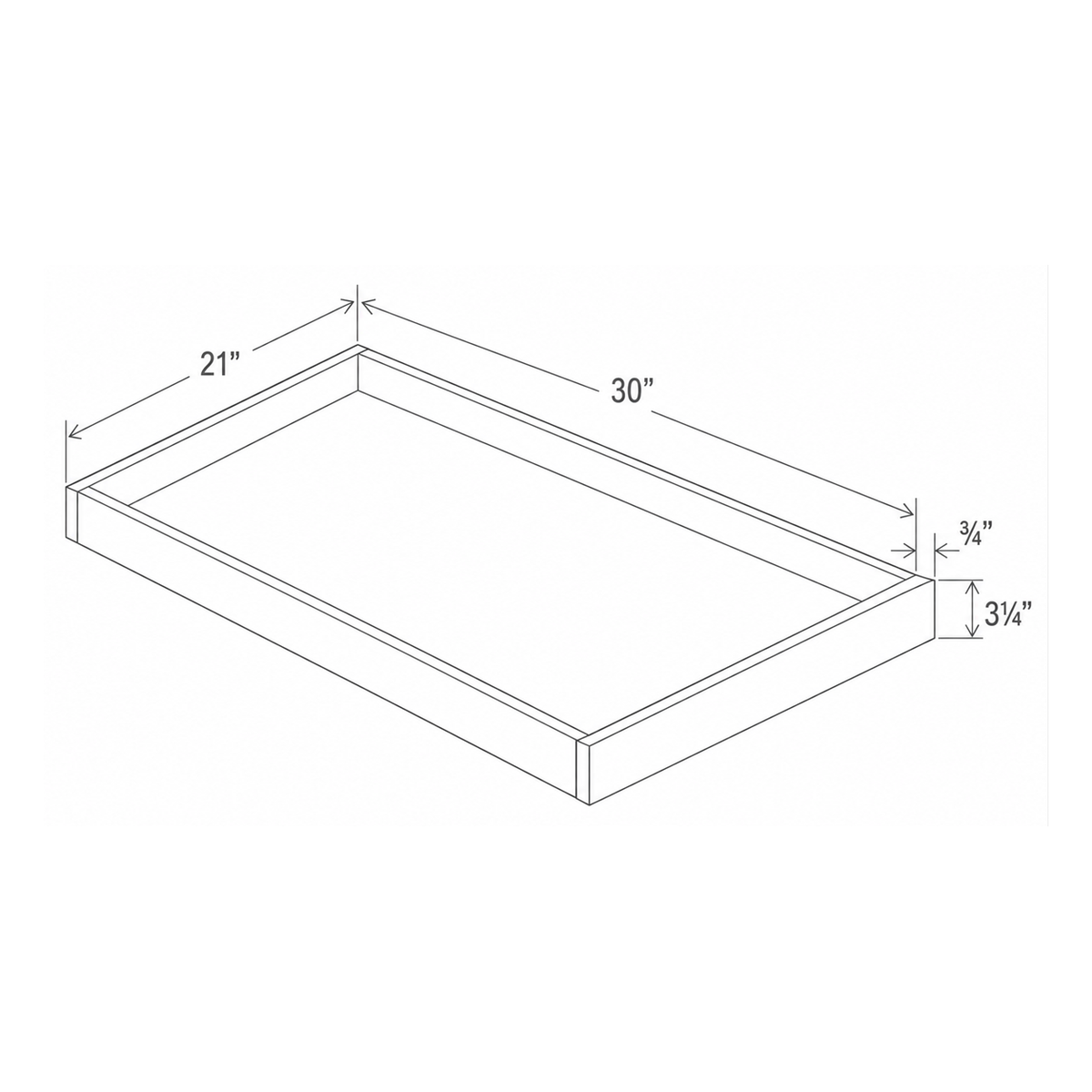 Slim Aston Green Roll Out Tray 33W x 3H x 21D