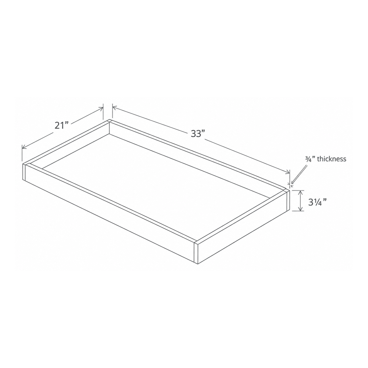 Slim Dove White Roll Out Tray 36W x 3H x 21D