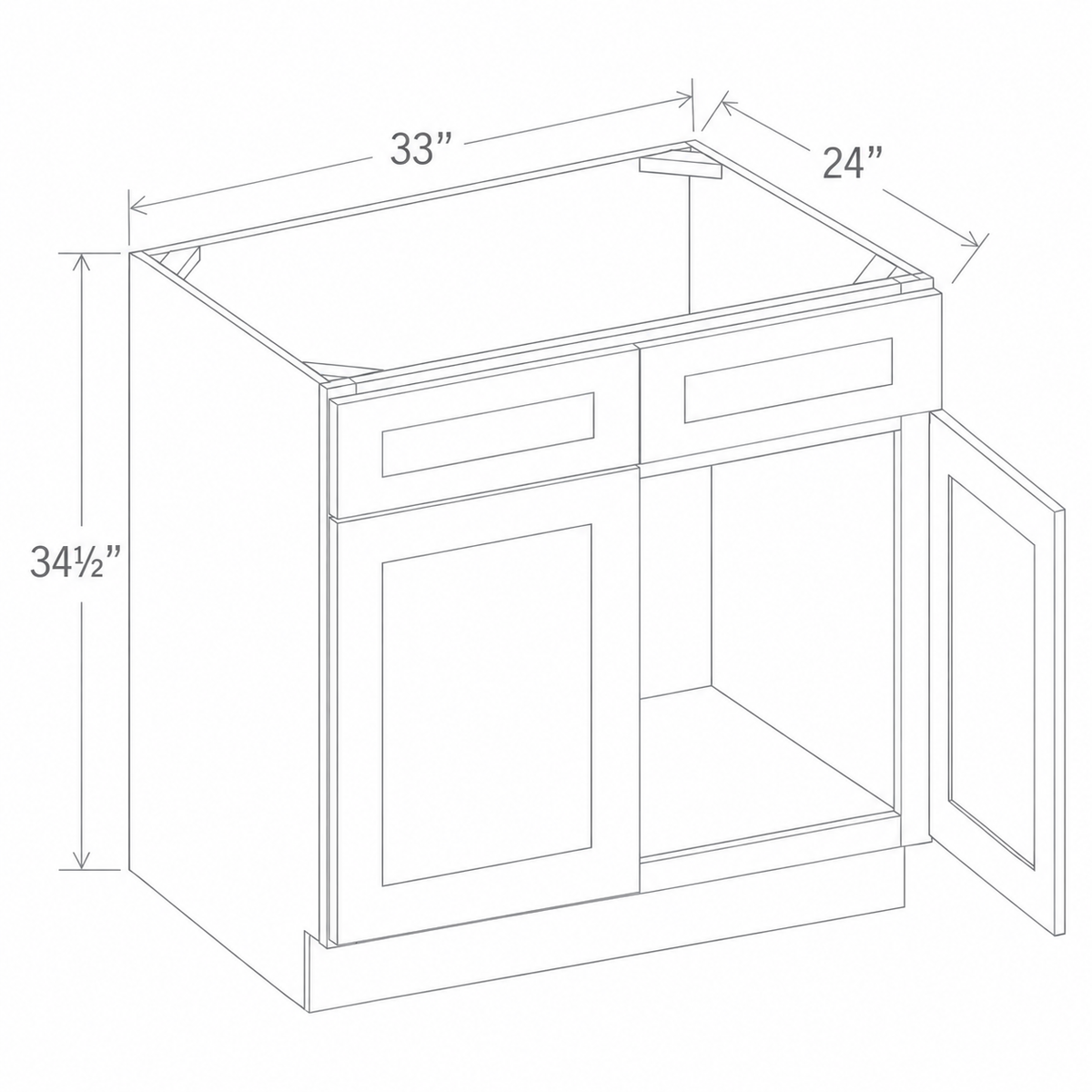 Slim Dove White Sink Base 33W x 34 1/2H x 24D