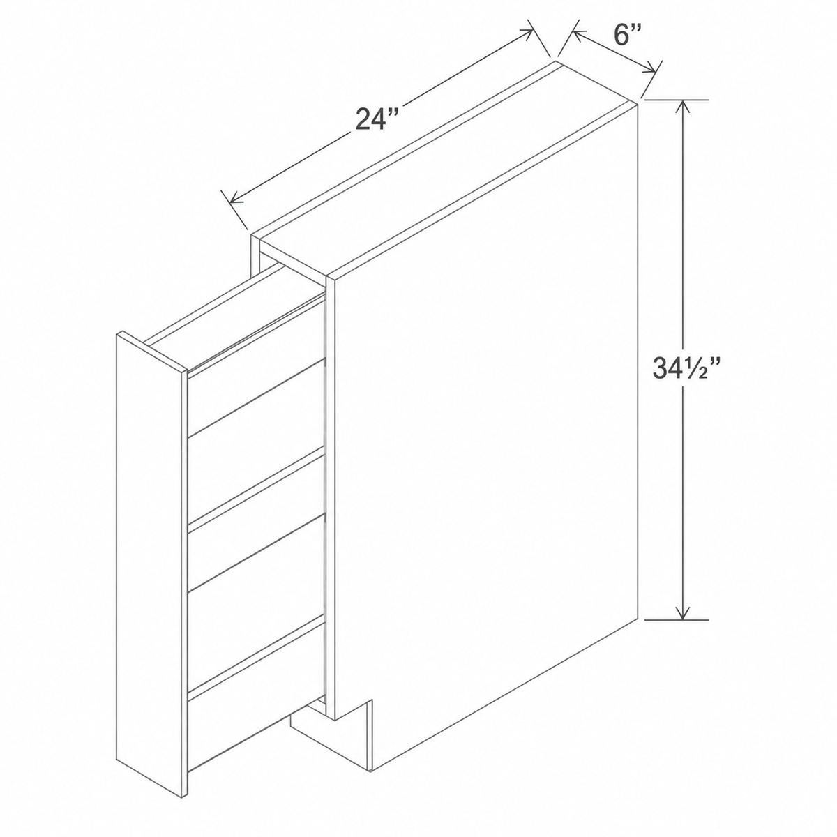 Slim Aston Green Spice Bull Base Cabinet 6W x 34 1/2H x 24D