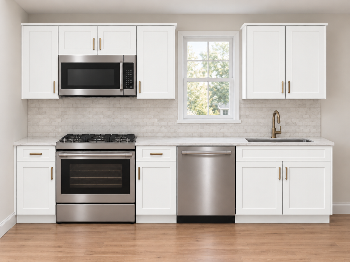 Shaker White 10FT RTA Cabinet BasicKitchen Combo