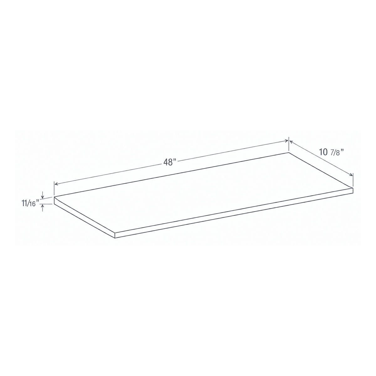 Slim Aston Green Shelf Board 48W x 10 7/8H x 11/16D