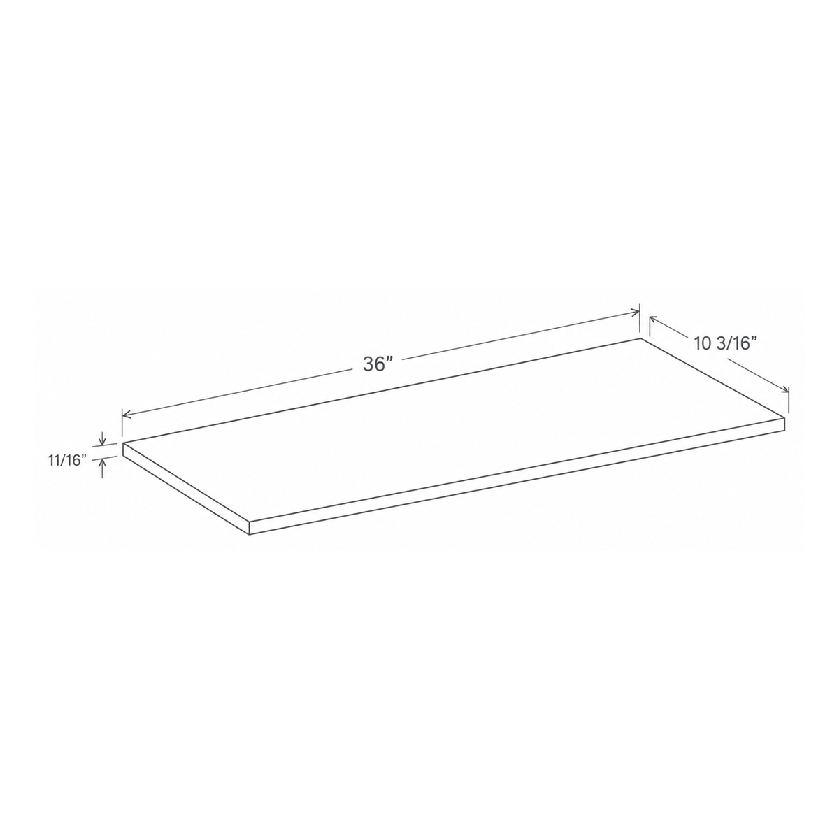 Slim Aston Green Shelf Board 36W x 10 7/8H x 11/16D