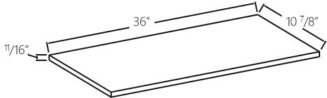 Smokey Ash Shelf Board 36W x 10 7/8H x 11/16D