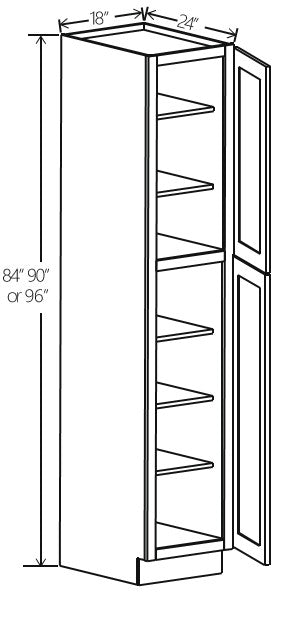 Slim White Oak Utility Pantry 18W x 96H x 24D